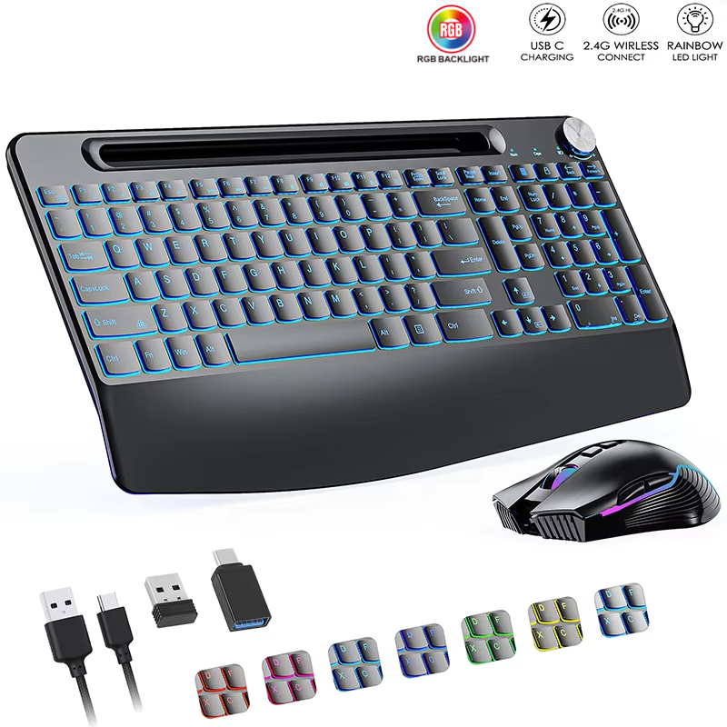 Gaming Keyboard Types - Комбинированная беспроводная клавиатура и мышь 2,4G