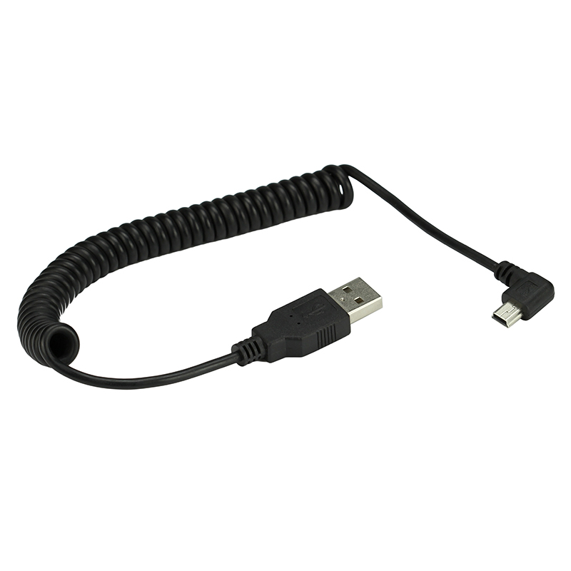 Coiled Usb Cable - Мини USB 5Pin 90 градусов левый