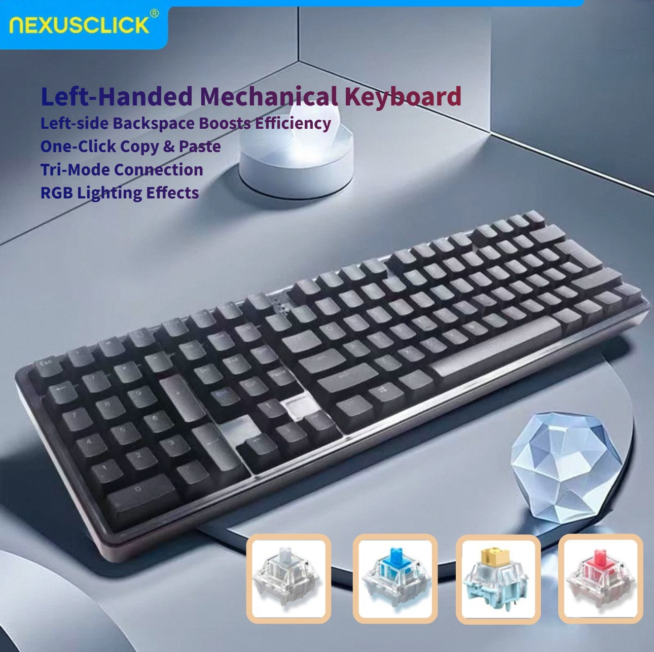 Gaming Keyboard Number Pad - Механическая клавиатура NexusClick Ergonomic для левшей,