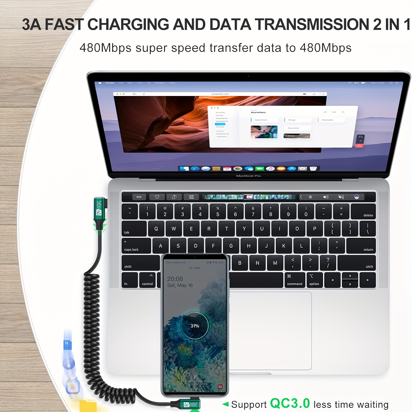 Спиральный кабель USB-C на USB – обзор и цена Coiled Usb Cable